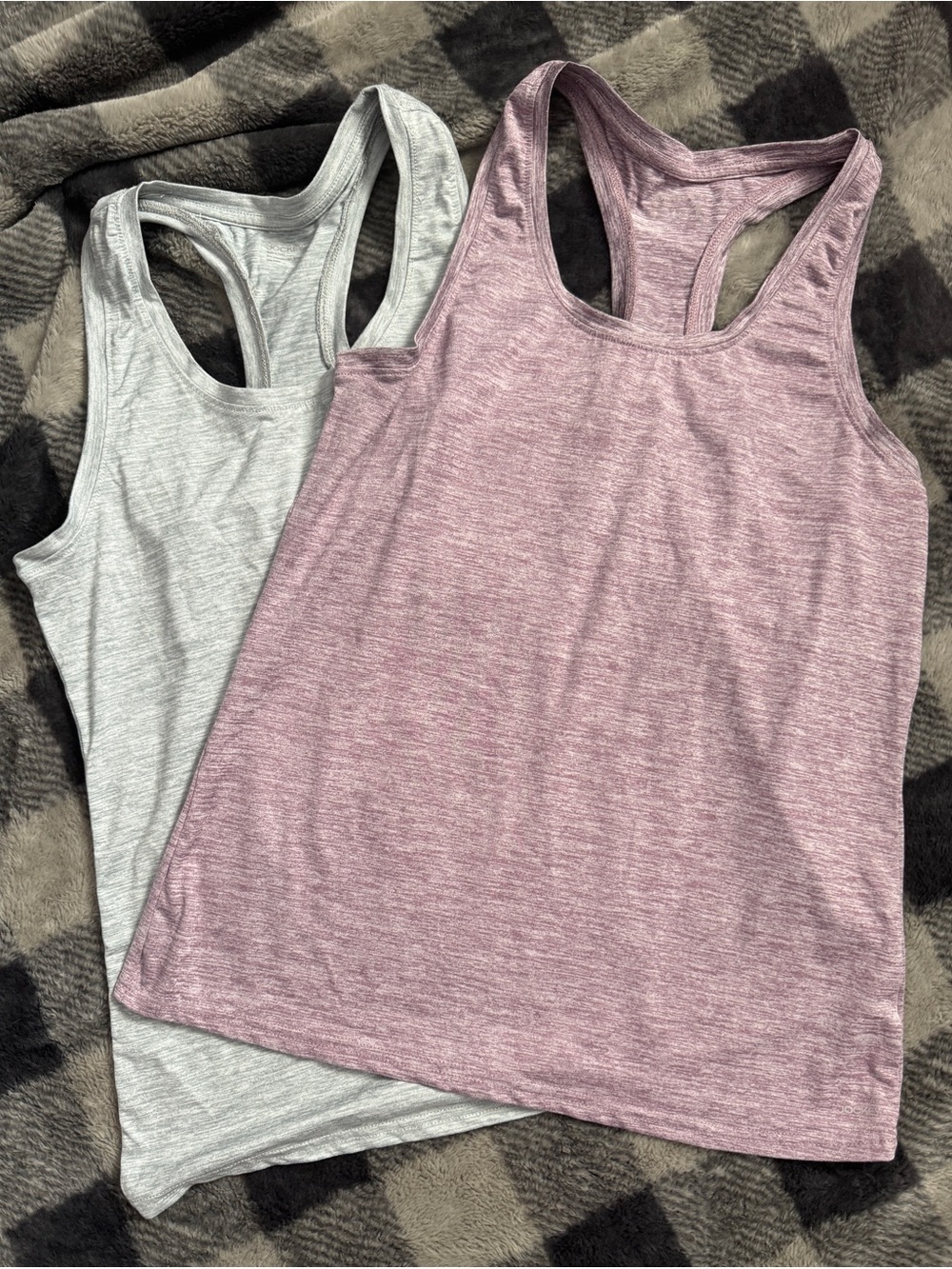 Jockey Racerback Tank Tops - Mauve Pink & Light Gray-Size Medium
